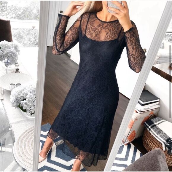 Zara Lace Overlay Maxi Dress Sz XS - Picture 2 of 10
